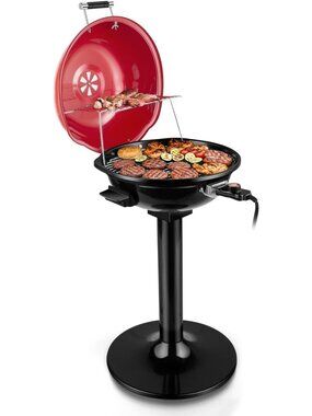 Portable Electric Grill for Indoor/Outdoor BBQ, 1600W with Adjustable Heat